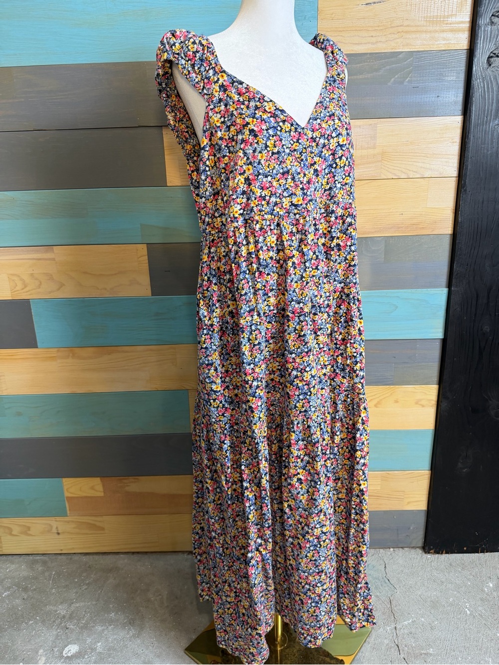 Wild Flower Floral Tiered Summer Midi Dress Tiered All Day Fit And Flare Cotton